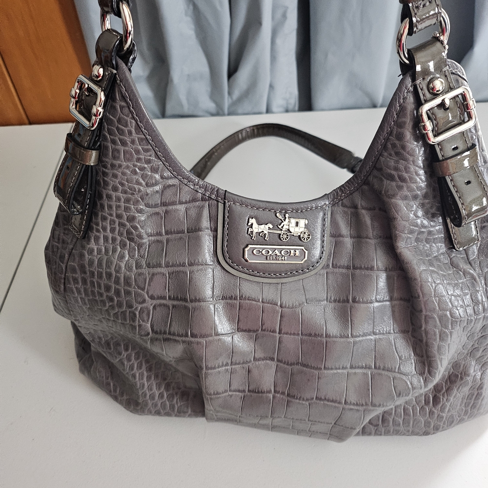 Coach Gray Crocodile-Embossed Women's Bag